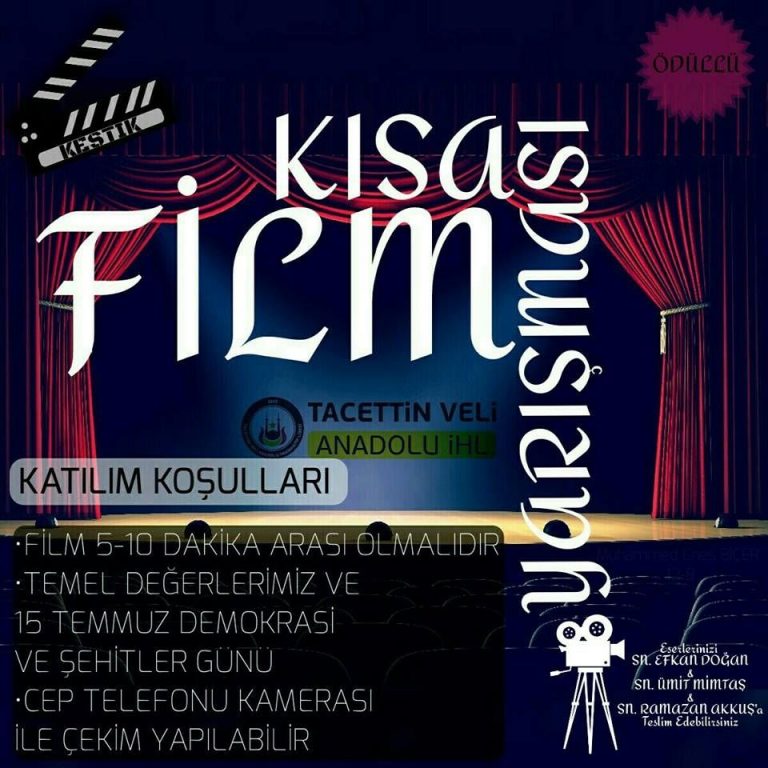 taceddin veli, imam hatip, lisesi, lise, kısa film yarışması, duyuru, afişi